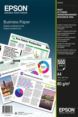 BUSINESS PAPER 80GSM 500 SHEETS CONSUMABLES: A4.80G/M – Epson