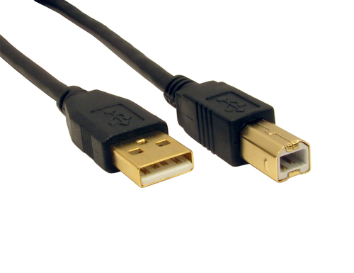 1.8MTR USB 2.0 AM-BM BLACK/GOLD – Cables Direct