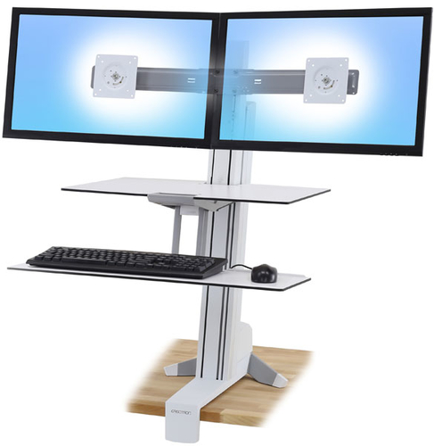 WORKSURFACE + LARGE KYBD TRAY DUAL SIT-STAND BRIGHT WHITE – Ergotron