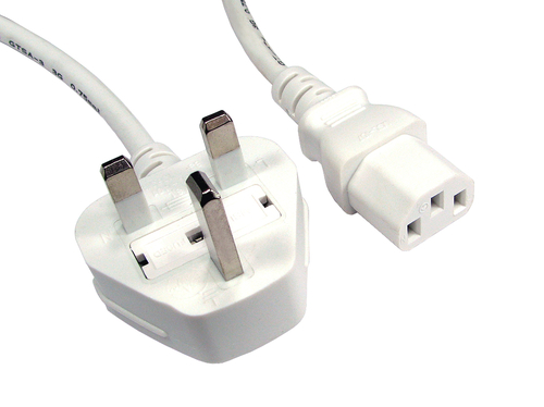 1.8M UK TYPE G - C13 WHITE POWER CABLE – Cables Direct