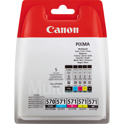PGI-570/CLI-571 PGBK/C/M/Y/BK BLISTER WITHOUT SECURITY / MULTI – Canon