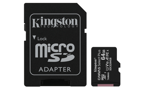 64GB MICROSDXC CANVAS SELECT 100R A1 C10 CARD + SD ADAPTER – Kingston Technology