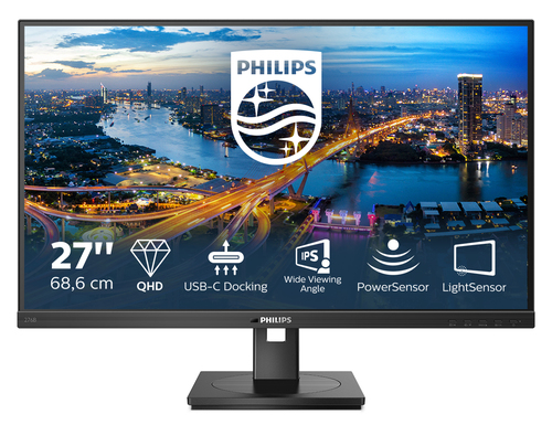 27" Black LCD MonitorQuad HD Speakers Height Adjustable DisplayPort USB USB-C and HDMI – Philips