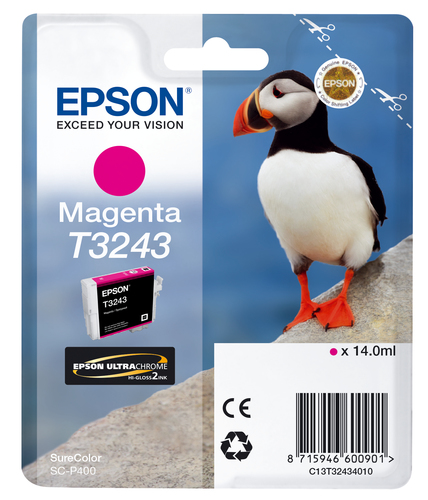 HI-GLOSS2 T3243 PUFFIN SGLEPACK 1X14.0MLMAGENTA – Epson