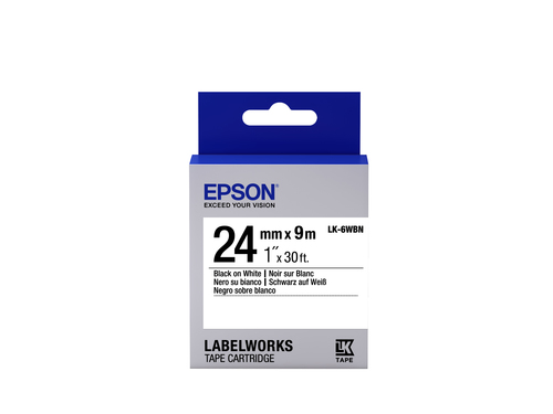 TAPE - LK-6WBN STD BLK-/WHT 24/ LK-6WBN BLACK/WHITE 24MM (9M) – Epson