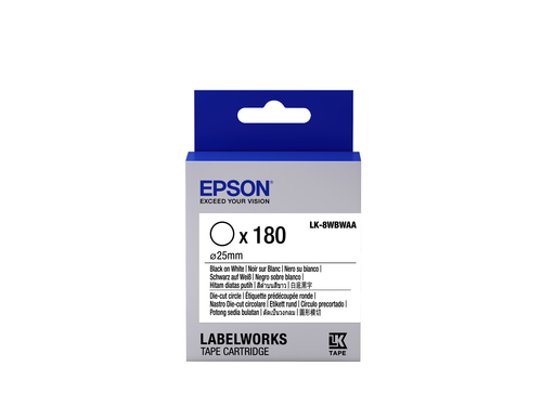 TAPE - LK-8WBWAA D-CUT C BLK-/W WHT D25/180 – Epson