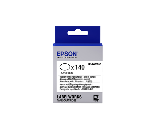 TAPE - LK-8WBWAB D-CUT O BLK-/W WHT 25X38MM – Epson