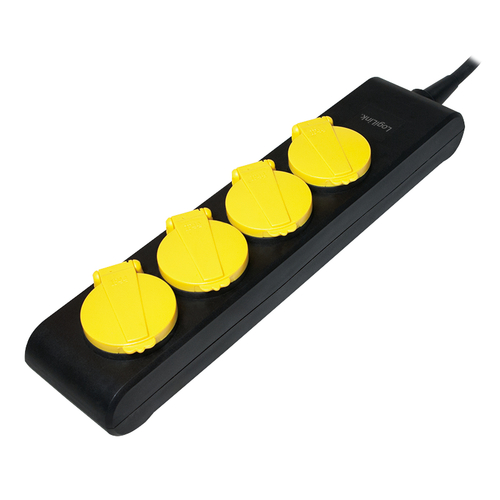 Outlet Strip, 4 safety sockets, outdoor, IP44, black – LogiLink