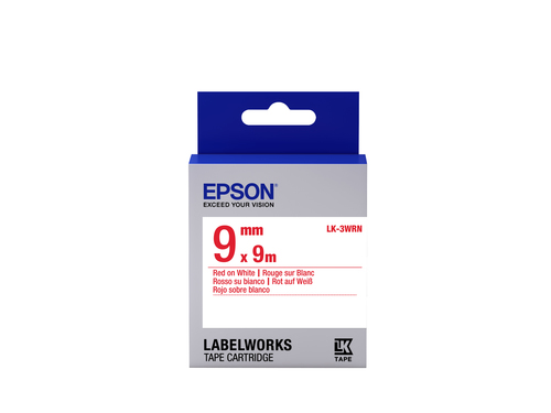 TAPE - LK-3WRN STD RED/WHT 9/9 LK-3WRN RED/WHITE 9MM (9M) – Epson