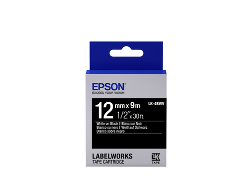 TAPE - LK-4BWV VIVID WHITE/BLAC WHITE/BLACK TAPE 12MM (9M) – Epson