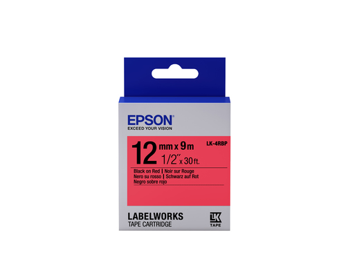 TAPE - LK-4RBP PASTEL BLK-/RED LK-4RBP BLACK/RED 12MM (9M) – Epson