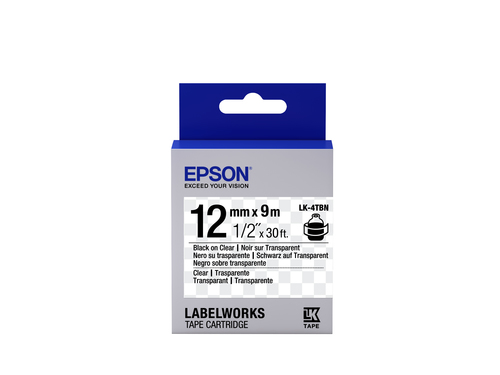 TAPE - LK-4TBN CLEAR BLK-/CLEAR CLEAR 12/9 – Epson