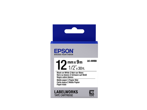 TAPE - LK-4WBB MATTE PAP BLK-/W WHT 12/9 – Epson