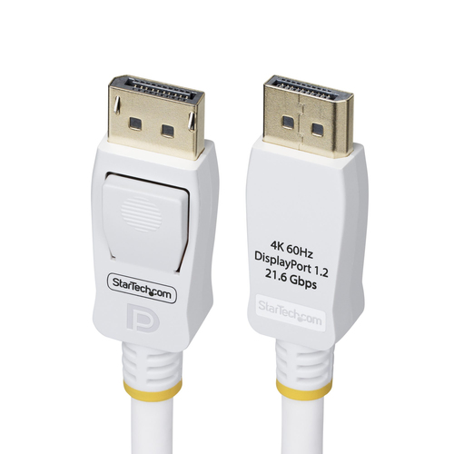 6FT (1.8M) WHITE VESA CERTIFIED DISPLAYPORT 1.2 CABLE, 4K 60HZ, 21.6GBPS, LATCHI – StarTech.com