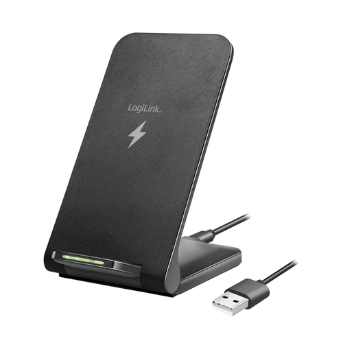 Wireless Quick Charging Stand 15 W, twin coil, black – LogiLink