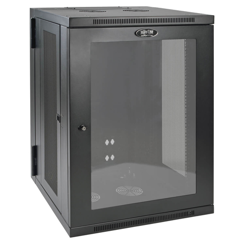 SmartRack 18U Low-Profile Switch-Depth Wall-Mount Half-Height Rack Enclosure Clear Acrylic Window Hinged Back – Eaton