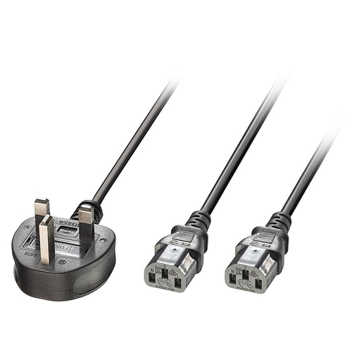 2.5M Y MAINS POWER CBL 3 P PLUG TO 2 X IEC C13 – Lindy