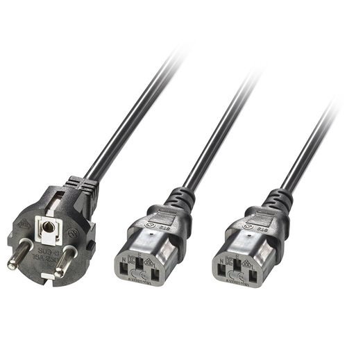 2.1m Schuko 2 Pin Plug Splitter Ext Cab – Lindy