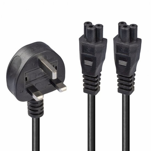 2.5M Y MAINS POWER CBL 3 P PLUG TO 2 X IEC C5 – Lindy