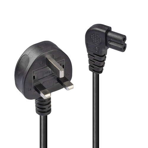 3M MAINS POWER CABLE UK 3P PLUG TO RIGHT ANGLED IEC C7 – Lindy