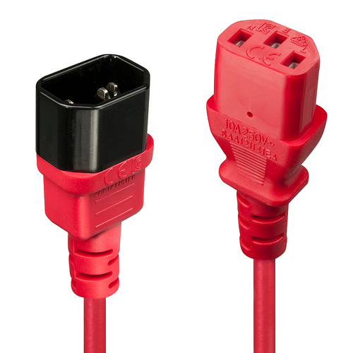 2M IEC EXTENSION CABLE IEC C14 TO IEC C13 RED – Lindy