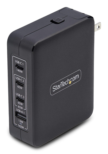 140W USB-C WALL CHARGER, 3X USB-C/1X USB-A, PORTABLE PD 3.1 INTERNATIONAL GAN PO – StarTech.com