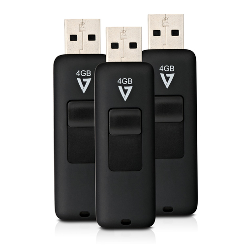 4GB FLASH DRIVE 3PK COMBO 10MB/S READ 3MB/S WRITE – V7