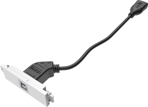 VISION Techconnect Modular AV Faceplate - LIFETIME WARRANTY - USB B (on front) to A module - A type socket on the rear and square B type socket on the front - USB 3.0 backward compatible with 2.0 - uses USB 5v to boost - for longer cables use TC2 P5V2A – Vision