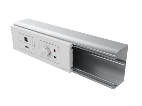 VISION Techconnect Modular AV Faceplate - LIFETIME WARRANTY - Belgian 65mm surround - frame which accommodates four modules - fits to standard 65mm Le Grand cable canal - 210 x 68 x 20 mm - plastic - white – Vision