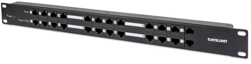 19IN PATCH PANEL 24 PORT- 12X POE AND 12X RJ45 DATA – INTELLINET
