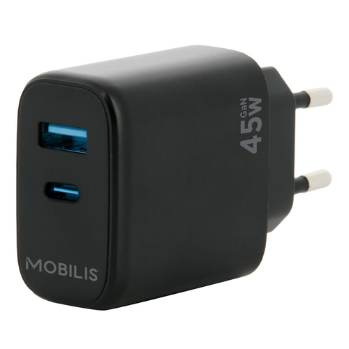WALL CHARGER - 45W - 1 USB A + 1 USB C - GAN – Mobilis