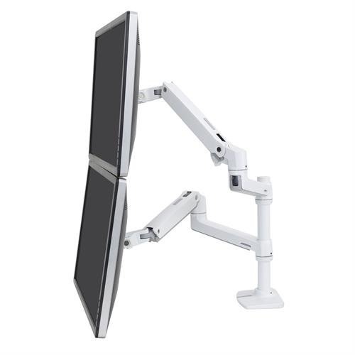 LX DUAL STACKING ARM NO GROMMET MOUNT BRIGHT WHITE – Ergotron