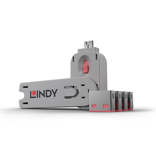 USB PORT SECURITY KIT PINK 1 X USB KEY + 4 X USB LOCKS – Lindy