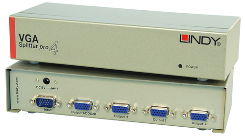 4 PORT VGA SPLITTER PRO 450MHZ VIDEO RESOLUTION 2048X1536 – Lindy