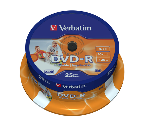 Verbatim DVD-R 16x Wide Printable 25pk – Verbatim
