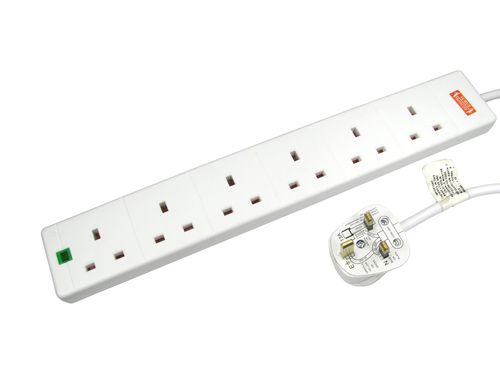 5M 6 WAY MAINS EXT BLOCK SURGE PROT – Cables Direct