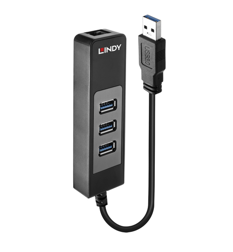 USB 3.1 TYPE A TO 3XUSB 3.1 TYPE A HUB / GIGABIT LAN ADAPTER – Lindy