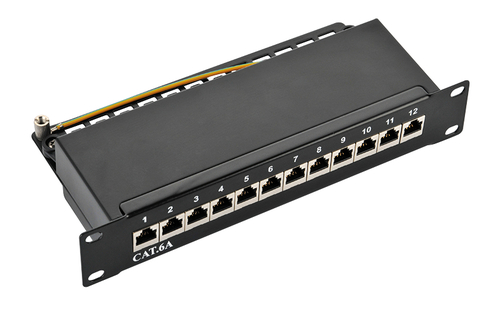 Cat.6A Patch Panel 12-Port 10, shielded, black – LogiLink