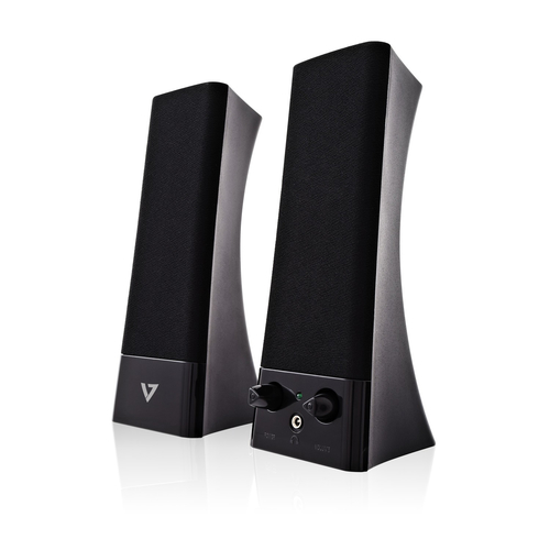 USB 2.0 PORTABLE STEREO SPEAKER VOLUME CONTROL USB 5W RMS BLKI – V7