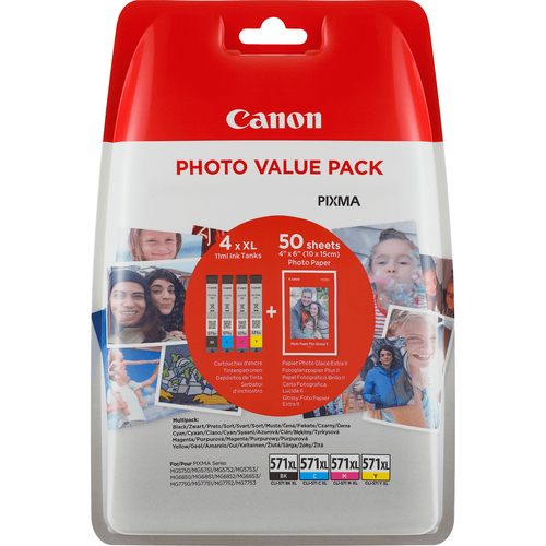 PHOTO VALUE PCK BLISTERED CLI-571XL C/M/Y/BK W/O SEC – Canon