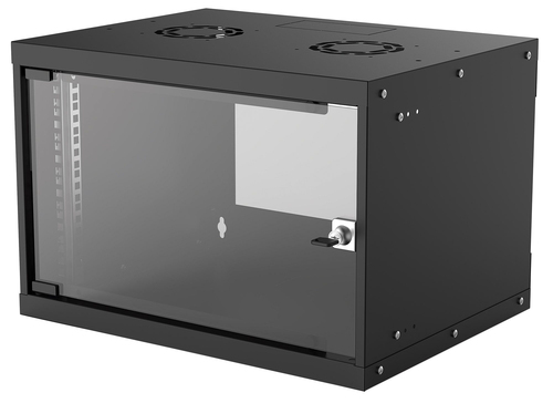 NETWORK CABINET WALL MOUNT 6U- (BASIC) 400MM BLACK FLATPACK – INTELLINET