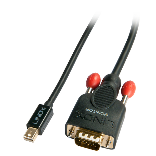 2m Mini DisplayPort Male To VGA Male Passive Cable Black – Lindy