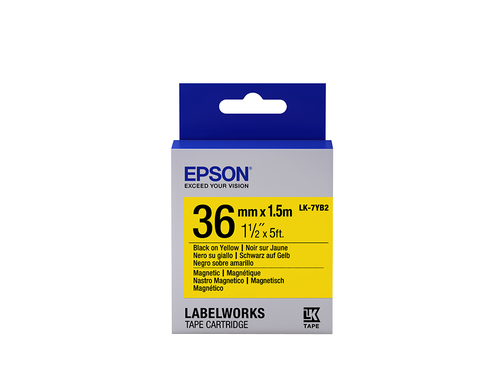 TAPE - LK-7YB2 MAGNETIC BLK-/YE LK-7YB2 BLACK/YELLOW 36MM – Epson