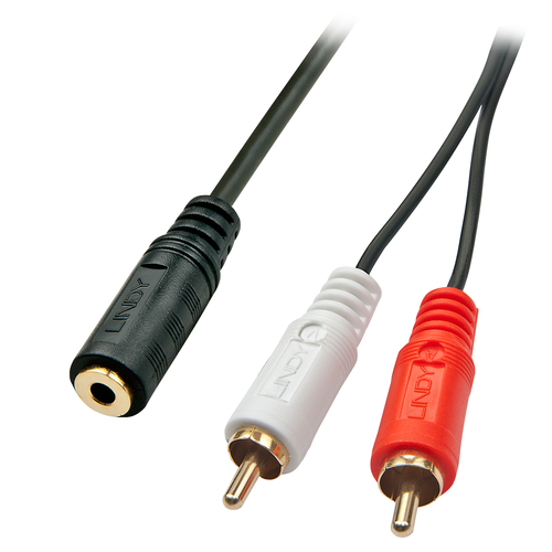 0.25M AV ADAPTER CABLE-3.5MM FE MALE TO 2 X RCA MALE – Lindy