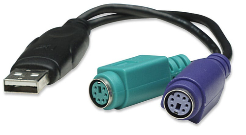 USB-A TO 2X PS/2 CONVERTER- MALE/FEMALE 15CM BLACK BLISTER – INTELLINET