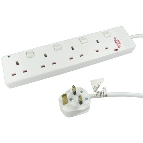 3M 4GANG UK SW POWER BLOCK SUR PROT – Cables Direct