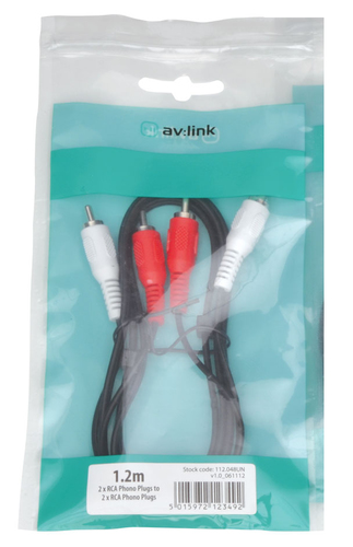 Stereo Red/White Phono to Phono 1.2m – AV Link