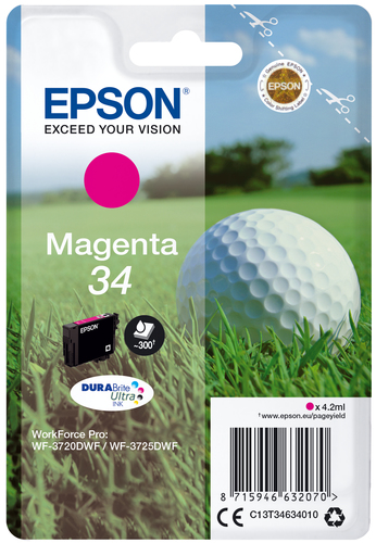 SINGLEPACK MAGENTA 34 DURABRITE GOLF BALL – Epson