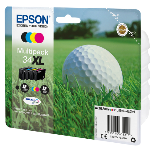 MULTIPACK 4-COLOURS 34XL DURABRITE GOLF BALL – Epson