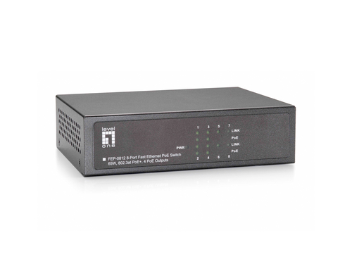 LevelOne 4 FE PoE Plus + 4 FE Switch (61.6W)- IEEE 802.3af/at PoE compliant to simplify deployment and installation-Auto-detection and protection of non-standard PoE devices-IEEE 802.3x Flow Control protects against lost packets for reliable data transmis – Digital Data Communications